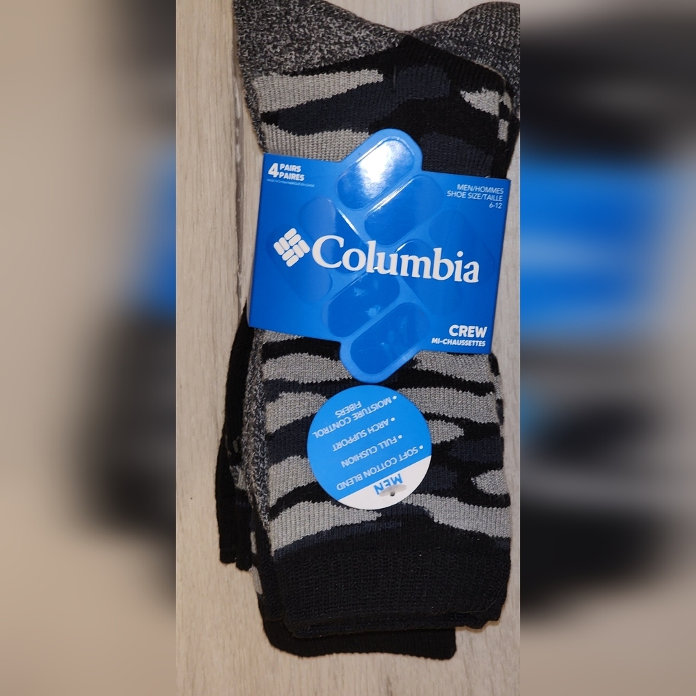 Mens Columbia Moisture Control Boot Socks 4pair Size 6-12 Full Cushion Arch Supp - Picture 2 of 6
